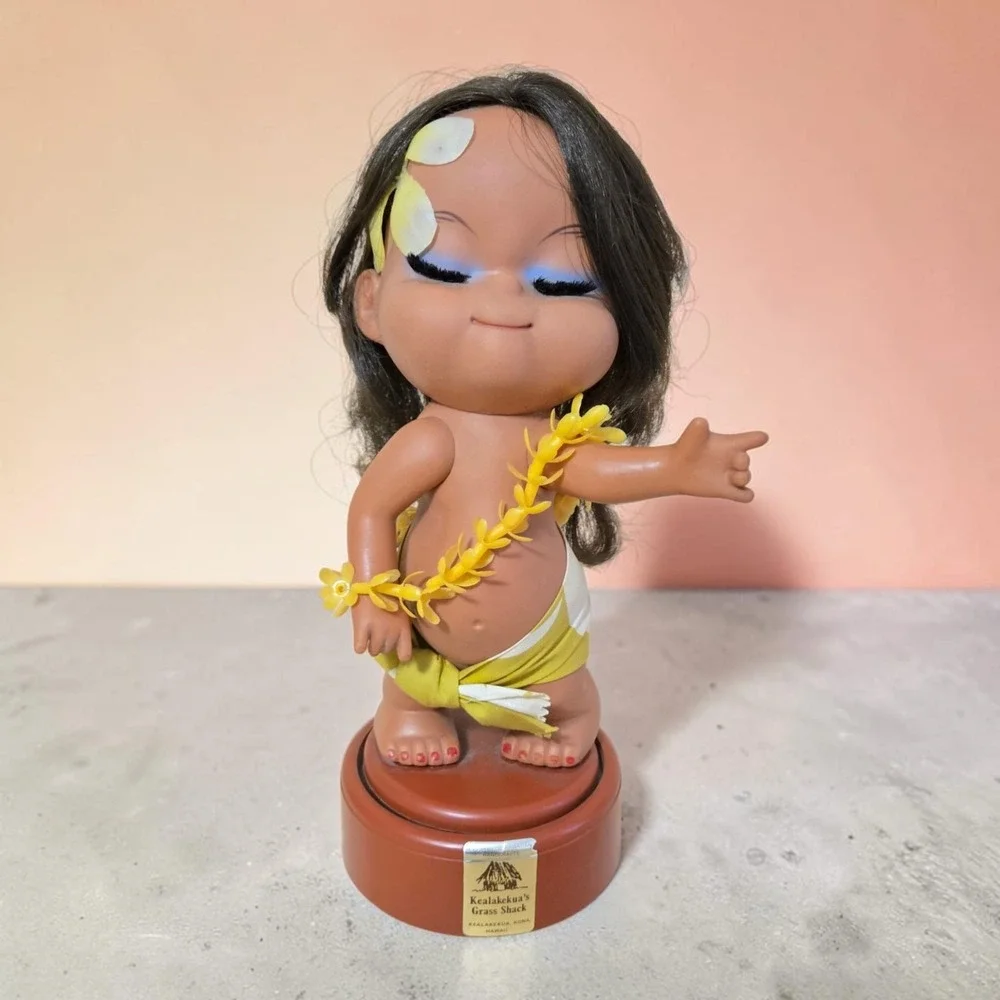 Vintage Hawaii Hula Doll Music Box Rotating Kealakekua's Grass Shack Kona 10